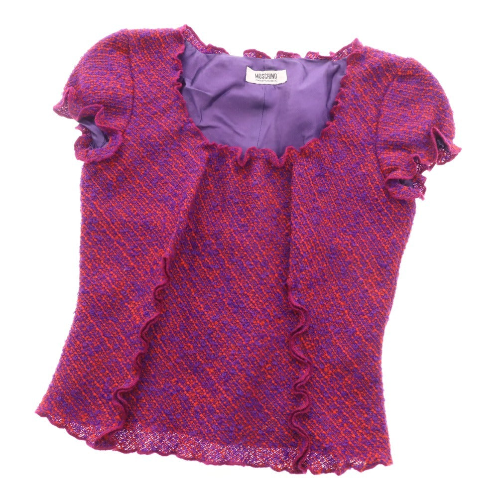 ■ モスキーノ チープアンドチック カットソー 半袖 トップス ニット フリル レディース 38 パープル レッド系