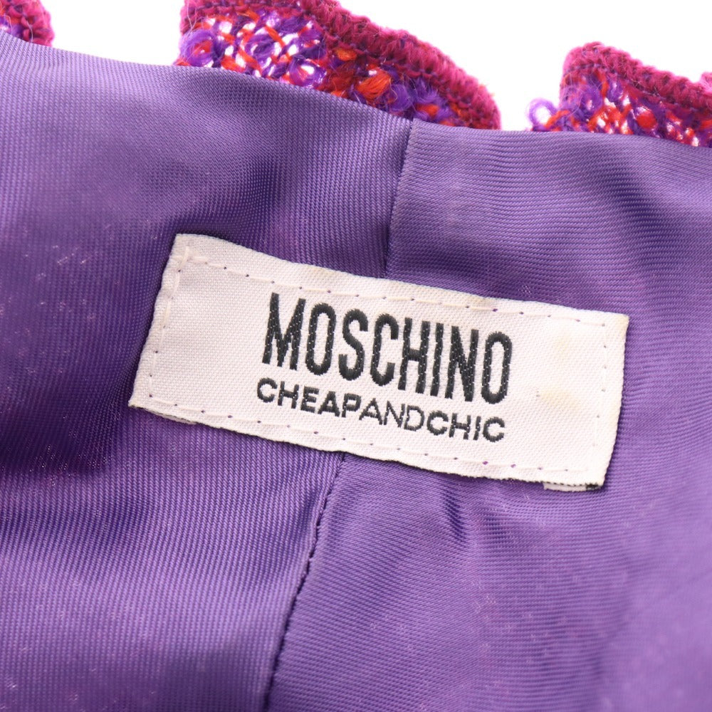 ■ モスキーノ チープアンドチック カットソー 半袖 トップス ニット フリル レディース 38 パープル レッド系