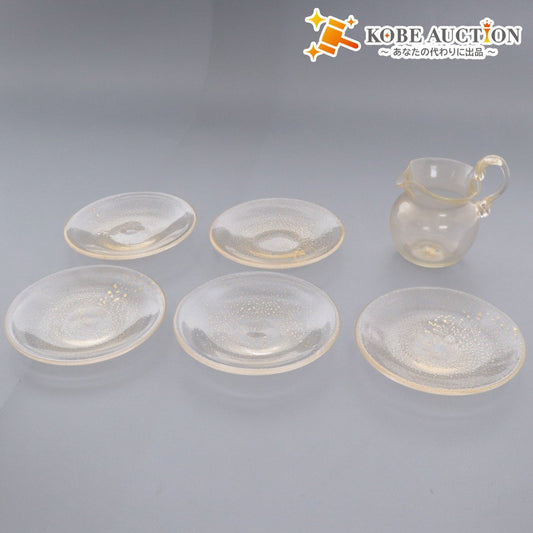 ■ Venetian Glass Venetian Glass Milk Jug Small Plate 6-Piece Set Bulk Sale Gold Leaf