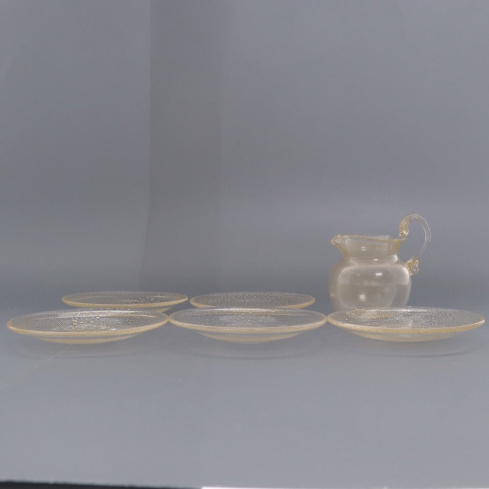 ■ Venetian Glass Venetian Glass Milk Jug Small Plate 6-Piece Set Bulk Sale Gold Leaf