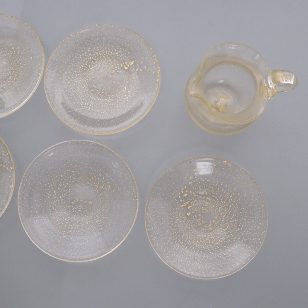 ■ Venetian Glass Venetian Glass Milk Jug Small Plate 6-Piece Set Bulk Sale Gold Leaf