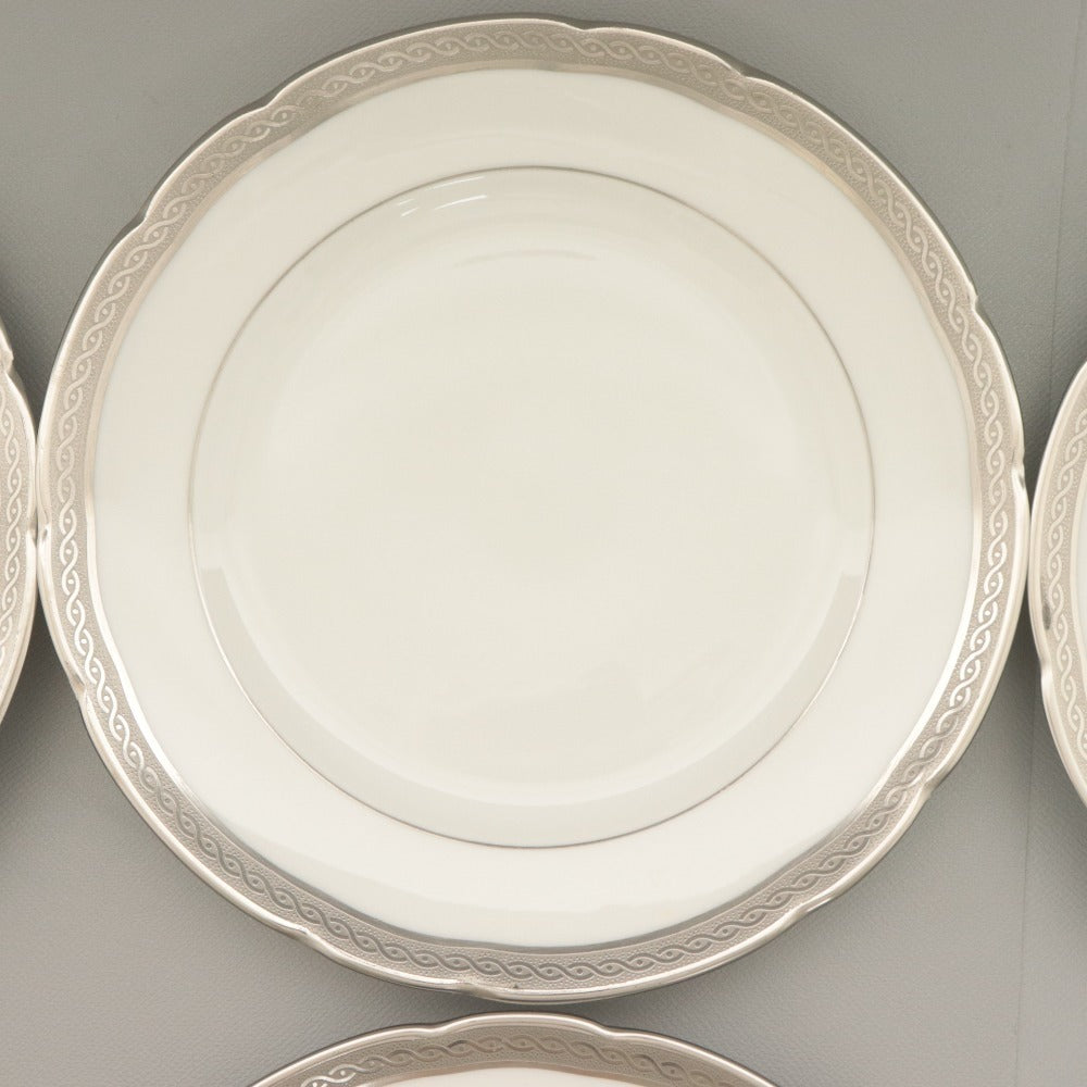 ■ BERNARDAUD LIMOGES B&C ベルナルドリモージュ 中 小皿 6点セット まとめ売り プラチナ プレート ケーキ 浅皿 洋食器 全長16.6cm 白