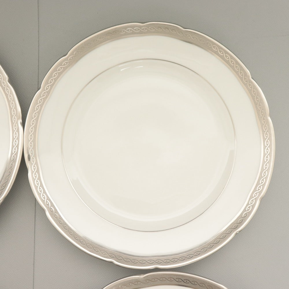 ■ BERNARDAUD LIMOGES B&C ベルナルドリモージュ 中 小皿 6点セット まとめ売り プラチナ プレート ケーキ 浅皿 洋食器 全長16.6cm 白
