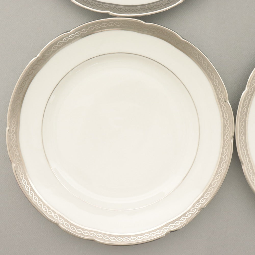 ■ BERNARDAUD LIMOGES B&C ベルナルドリモージュ 中 小皿 6点セット まとめ売り プラチナ プレート ケーキ 浅皿 洋食器 全長16.6cm 白