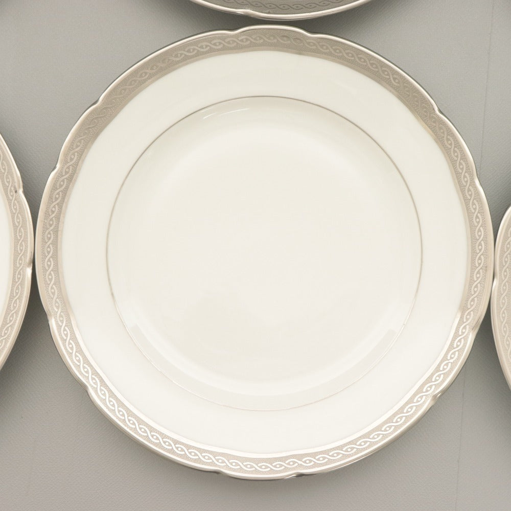 ■ BERNARDAUD LIMOGES B&C ベルナルドリモージュ 中 小皿 6点セット まとめ売り プラチナ プレート ケーキ 浅皿 洋食器 全長16.6cm 白