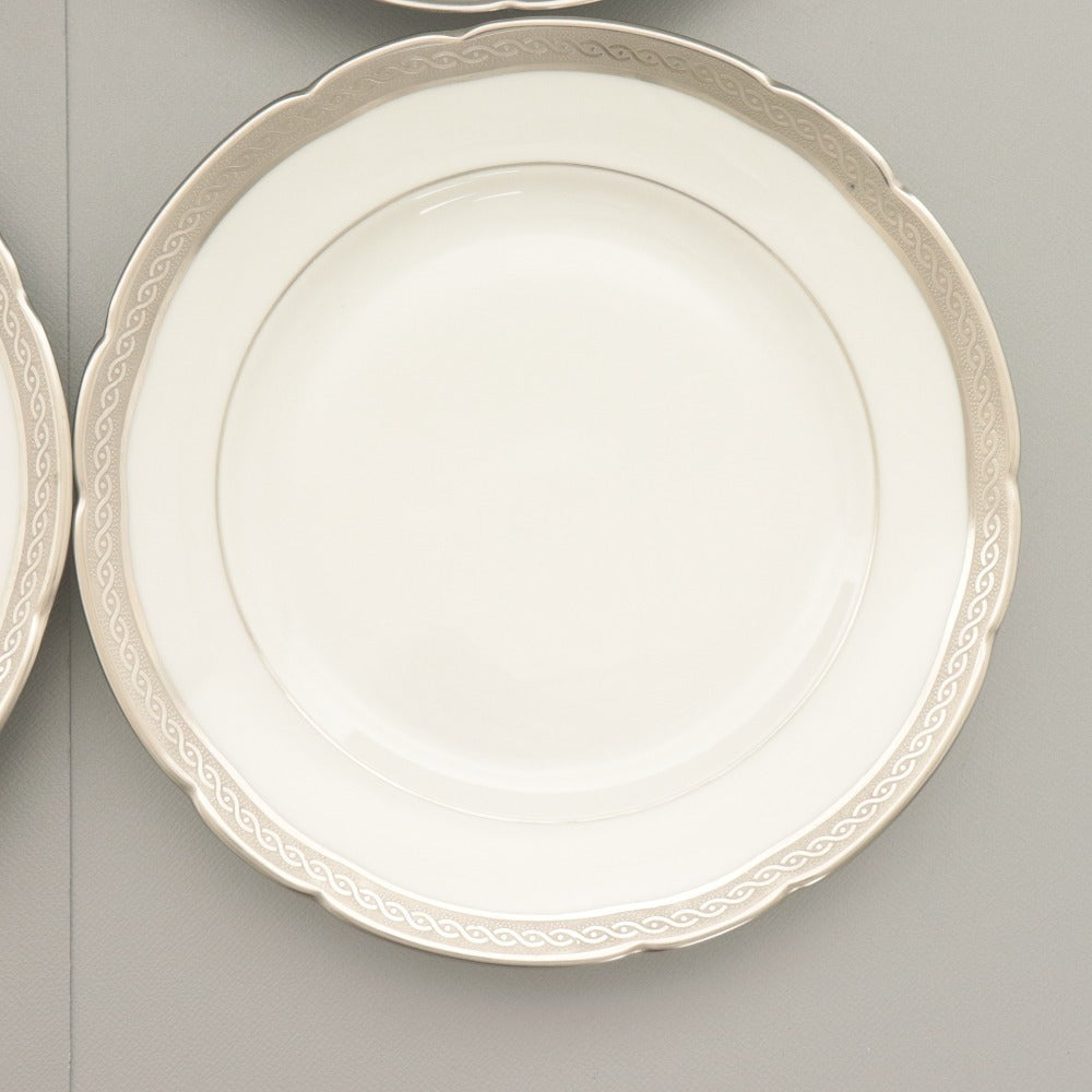 ■ BERNARDAUD LIMOGES B&C ベルナルドリモージュ 中 小皿 6点セット まとめ売り プラチナ プレート ケーキ 浅皿 洋食器 全長16.6cm 白