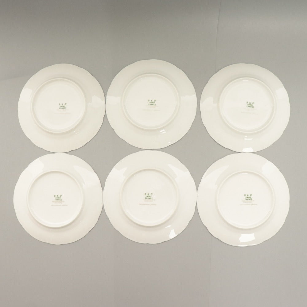 ■ BERNARDAUD LIMOGES B&C ベルナルドリモージュ 中 小皿 6点セット まとめ売り プラチナ プレート ケーキ 浅皿 洋食器 全長16.6cm 白