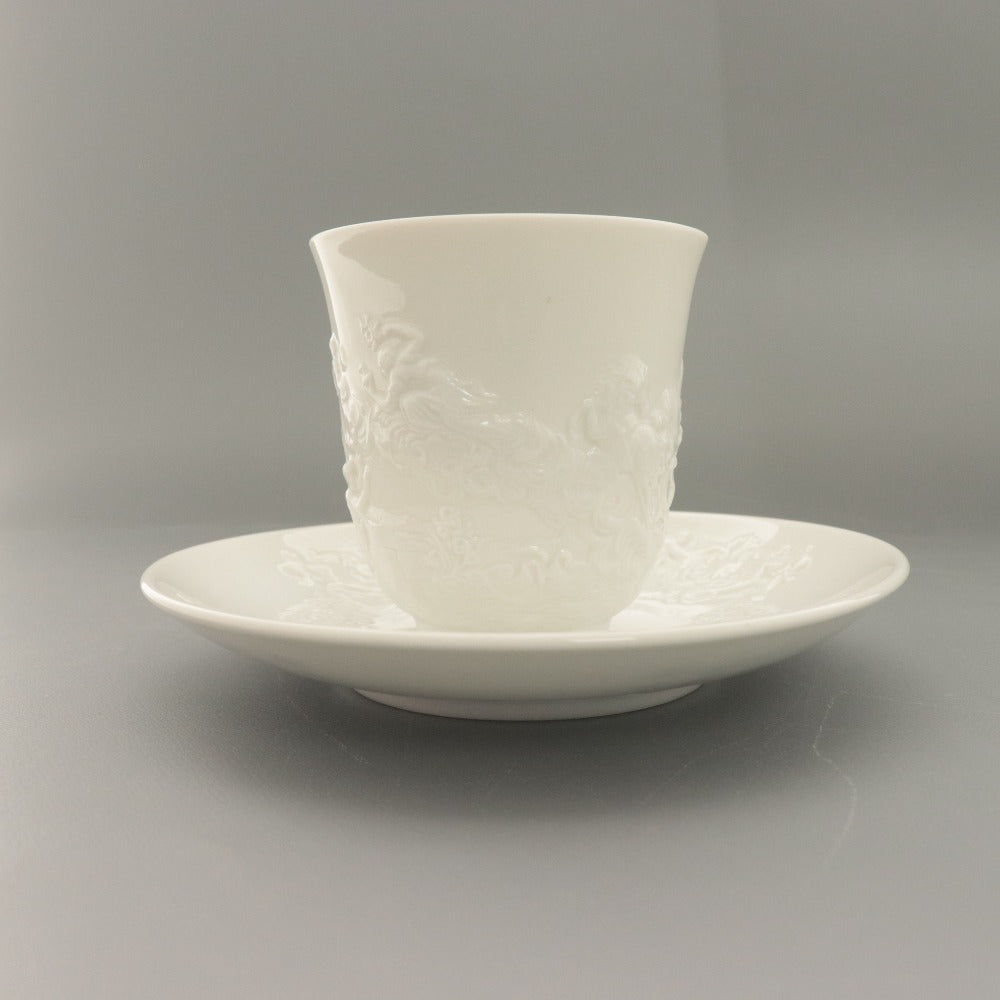 ■ Richard Ginori リチャード ジノリ カップ＆ソーサー 1組 カポディモンテ 白磁 コーヒー ティーカップ 小皿 全長9.5cm 14.7cm ホワイト