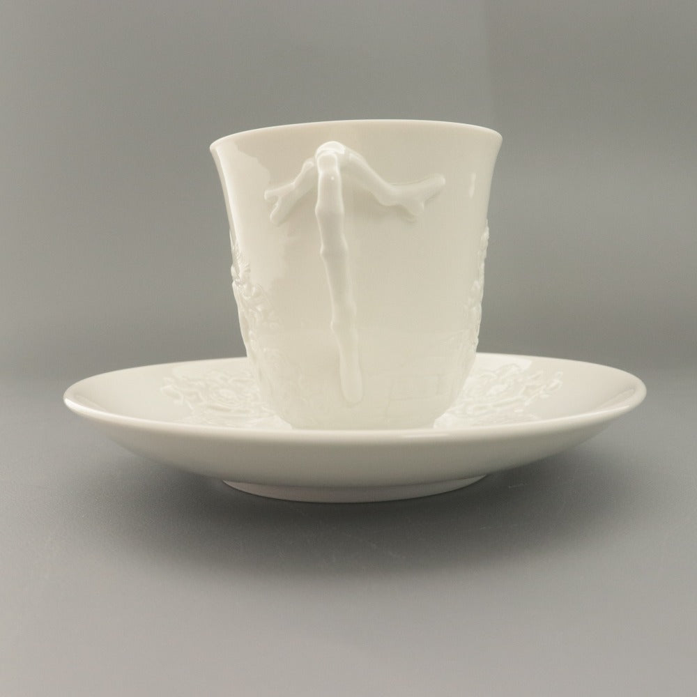 ■ Richard Ginori リチャード ジノリ カップ＆ソーサー 1組 カポディモンテ 白磁 コーヒー ティーカップ 小皿 全長9.5cm 14.7cm ホワイト