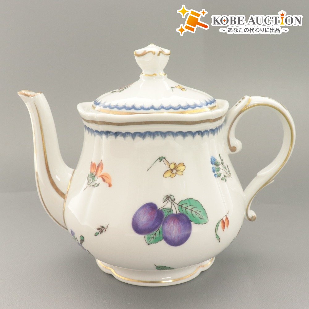 ■ Richard Ginori リチャード ジノリ イタリアン フルーツ ティーポット 洋食器 花柄 イタリア 全長18.5cm ホワイト 等