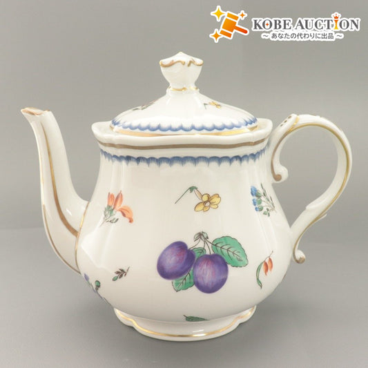 ■ Richard Ginori リチャード ジノリ イタリアン フルーツ ティーポット 洋食器 花柄 イタリア 全長18.5cm ホワイト 等