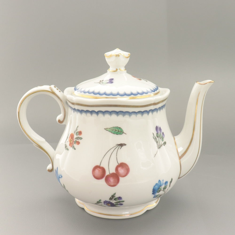 ■ Richard Ginori リチャード ジノリ イタリアン フルーツ ティーポット 洋食器 花柄 イタリア 全長18.5cm ホワイト 等