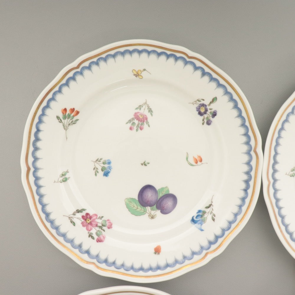 ■ リチャード ジノリ イタリアン フルーツ ケーキ皿 6点セット まとめ売り 中 小皿 浅皿 花柄 イタリア 全長19.2cm ホワイト 等