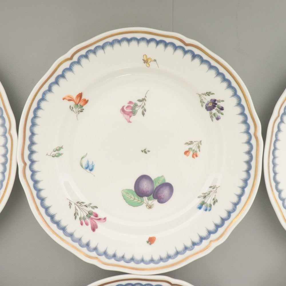 ■ リチャード ジノリ イタリアン フルーツ ケーキ皿 6点セット まとめ売り 中 小皿 浅皿 花柄 イタリア 全長19.2cm ホワイト 等