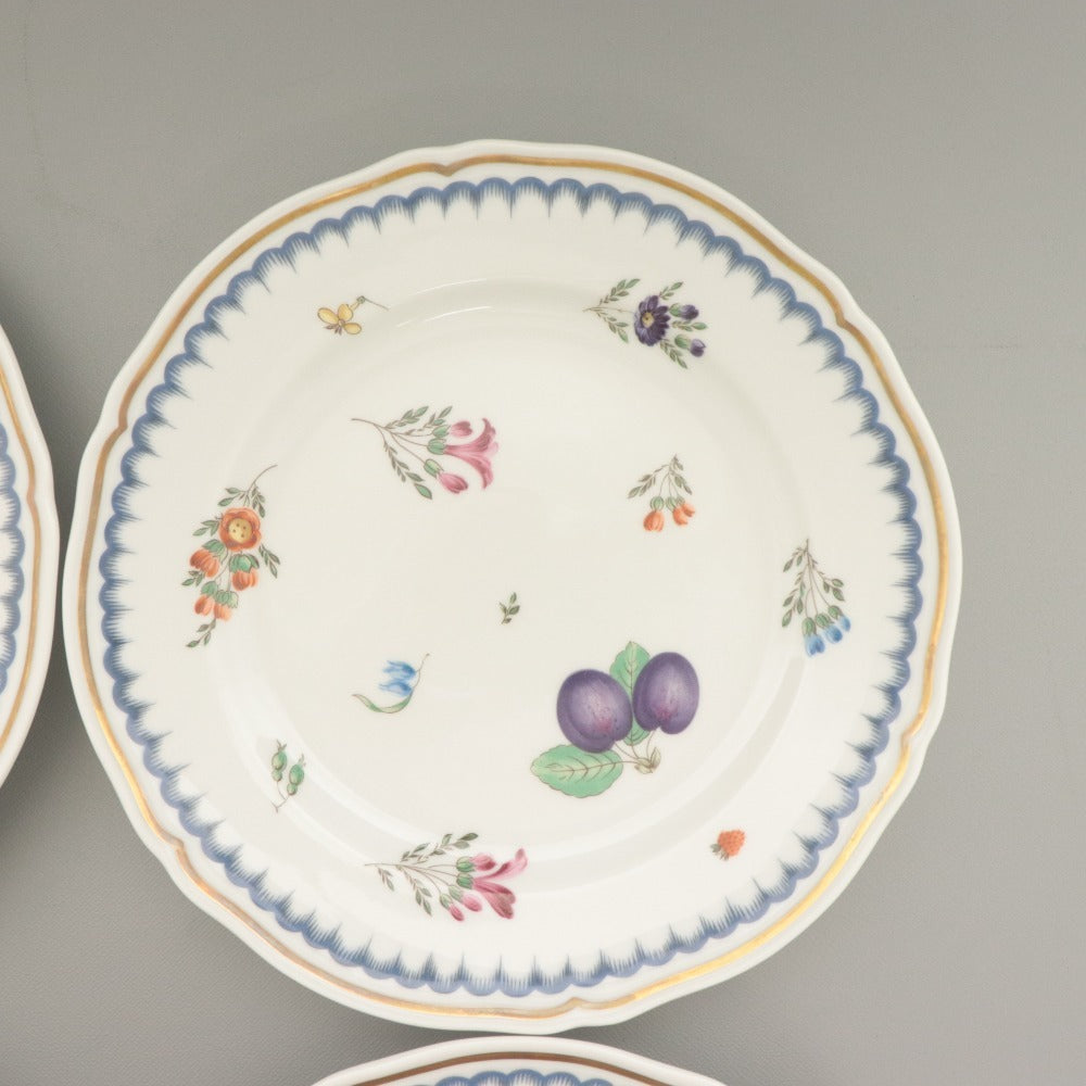 ■ リチャード ジノリ イタリアン フルーツ ケーキ皿 6点セット まとめ売り 中 小皿 浅皿 花柄 イタリア 全長19.2cm ホワイト 等