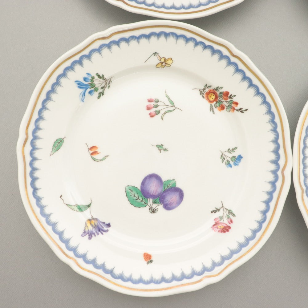 ■ リチャード ジノリ イタリアン フルーツ ケーキ皿 6点セット まとめ売り 中 小皿 浅皿 花柄 イタリア 全長19.2cm ホワイト 等