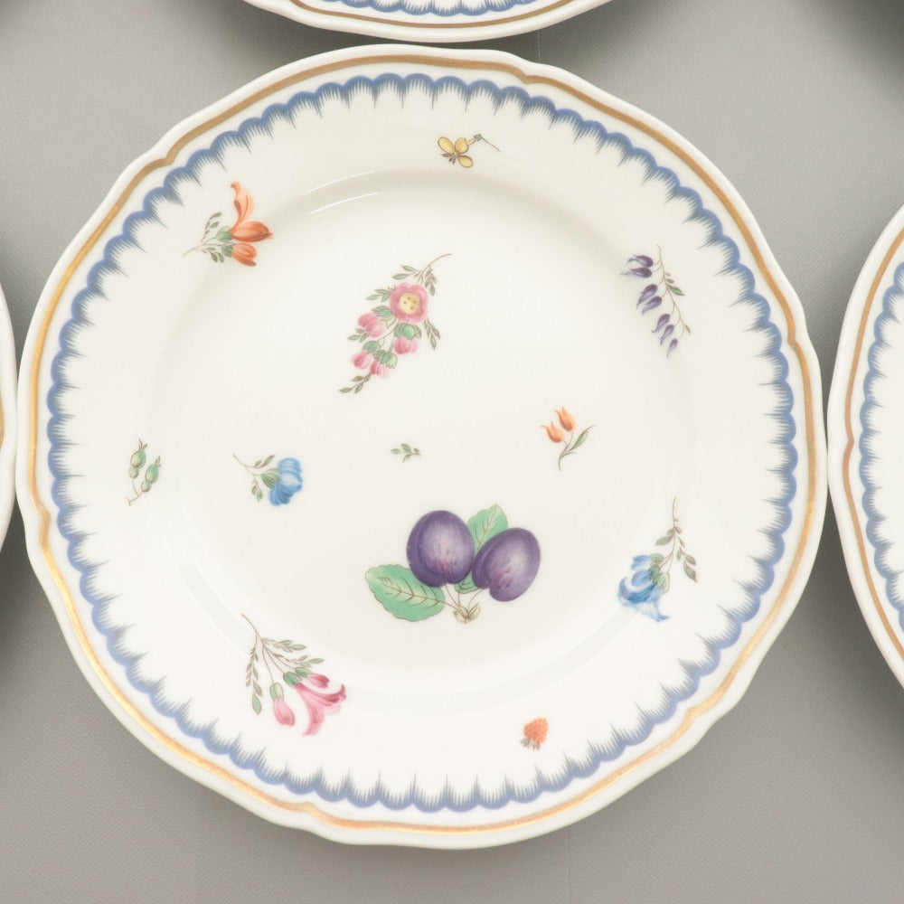 ■ リチャード ジノリ イタリアン フルーツ ケーキ皿 6点セット まとめ売り 中 小皿 浅皿 花柄 イタリア 全長19.2cm ホワイト 等