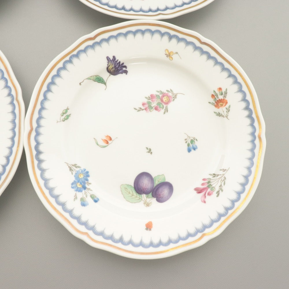 ■ リチャード ジノリ イタリアン フルーツ ケーキ皿 6点セット まとめ売り 中 小皿 浅皿 花柄 イタリア 全長19.2cm ホワイト 等