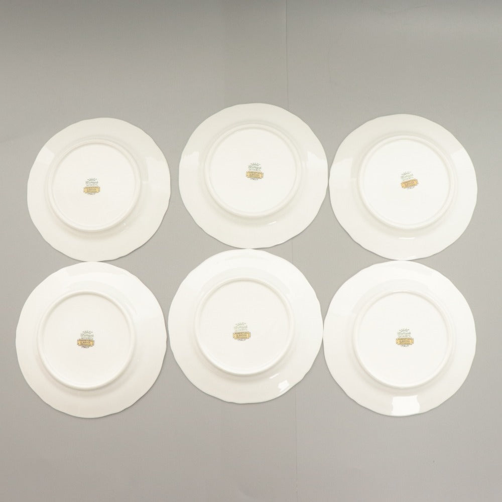 ■ リチャード ジノリ イタリアン フルーツ ケーキ皿 6点セット まとめ売り 中 小皿 浅皿 花柄 イタリア 全長19.2cm ホワイト 等