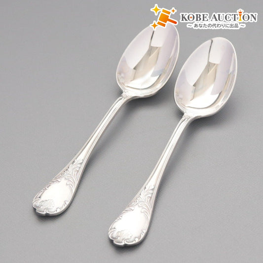 ■ Christofle クリストフル フランス スプーン 2点/本セット まとめ売り 総柄 ロゴ ティー スープ 洋食器 全長 13.5cm シルバー