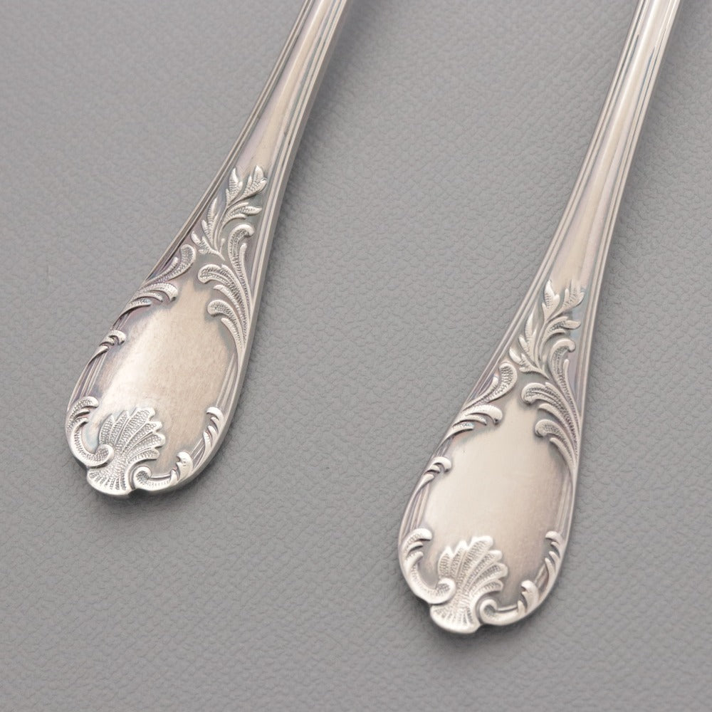 ■ Christofle クリストフル フランス スプーン 2点/本セット まとめ売り 総柄 ロゴ ティー スープ 洋食器 全長 13.5cm シルバー