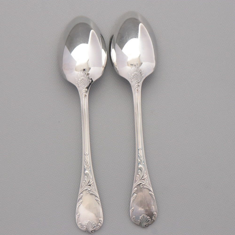 ■ Christofle クリストフル フランス スプーン 2点/本セット まとめ売り 総柄 ロゴ ティー スープ 洋食器 全長 13.5cm シルバー