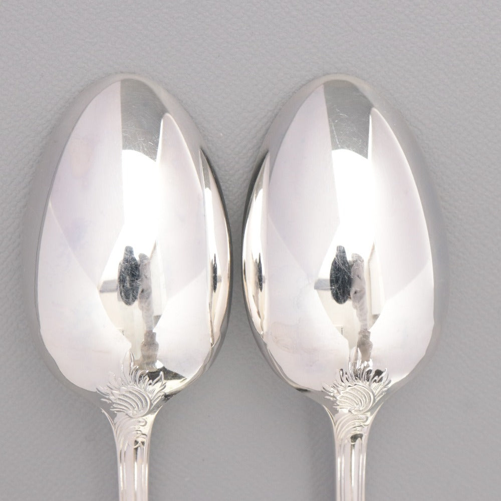 ■ Christofle クリストフル フランス スプーン 2点/本セット まとめ売り 総柄 ロゴ ティー スープ 洋食器 全長 13.5cm シルバー