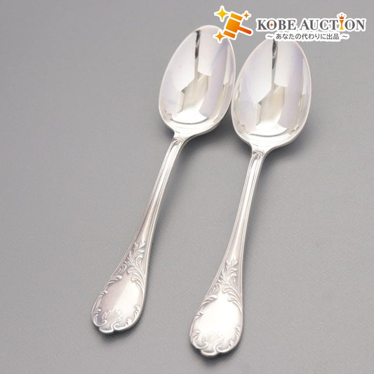 ■ Christofle クリストフル フランス スプーン 2点/本セット まとめ売り 総柄 ロゴ ティー スープ 洋食器 全長 13.5cm シルバー