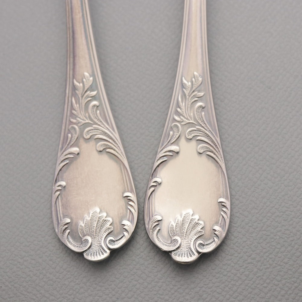 ■ Christofle クリストフル フランス スプーン 2点/本セット まとめ売り 総柄 ロゴ ティー スープ 洋食器 全長 13.5cm シルバー