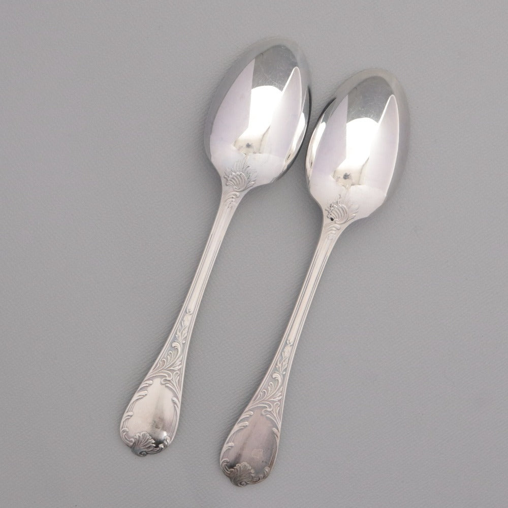 ■ Christofle クリストフル フランス スプーン 2点/本セット まとめ売り 総柄 ロゴ ティー スープ 洋食器 全長 13.5cm シルバー