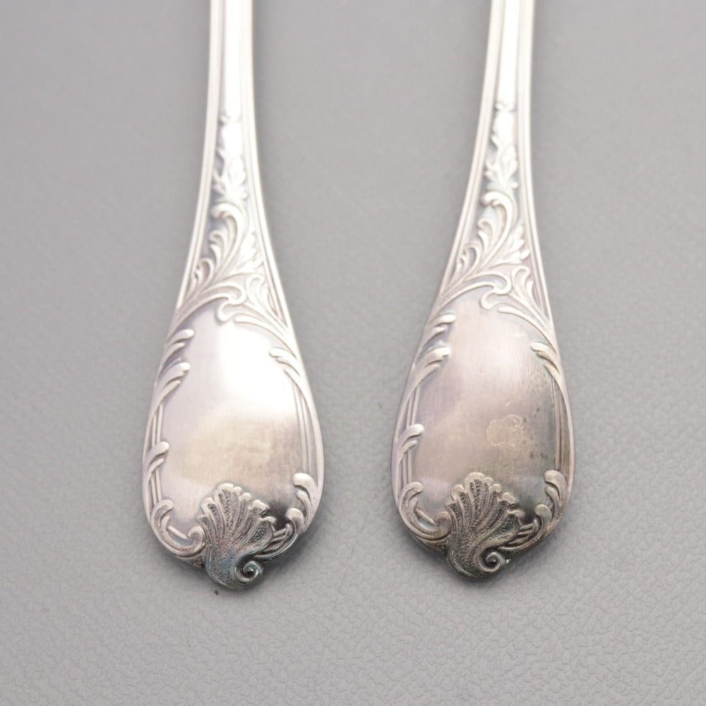 ■ Christofle クリストフル フランス スプーン 2点/本セット まとめ売り 総柄 ロゴ ティー スープ 洋食器 全長 13.5cm シルバー