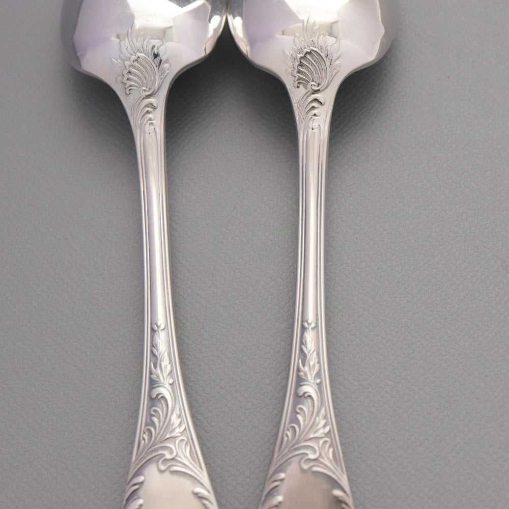 ■ Christofle クリストフル フランス スプーン 2点/本セット まとめ売り 総柄 ロゴ ティー スープ 洋食器 全長 13.5cm シルバー