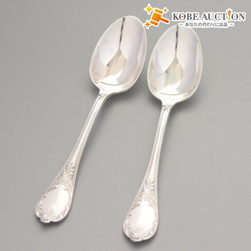■ Christofle クリストフル フランス スプーン 2点/本セット まとめ売り 総柄 ロゴ ティー スープ 洋食器 全長 13.5cm シルバー
