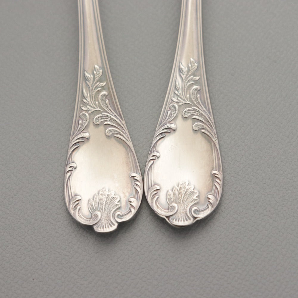 ■ Christofle クリストフル フランス スプーン 2点/本セット まとめ売り 総柄 ロゴ ティー スープ 洋食器 全長 13.5cm シルバー