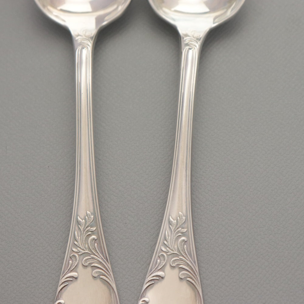 ■ Christofle クリストフル フランス スプーン 2点/本セット まとめ売り 総柄 ロゴ ティー スープ 洋食器 全長 13.5cm シルバー