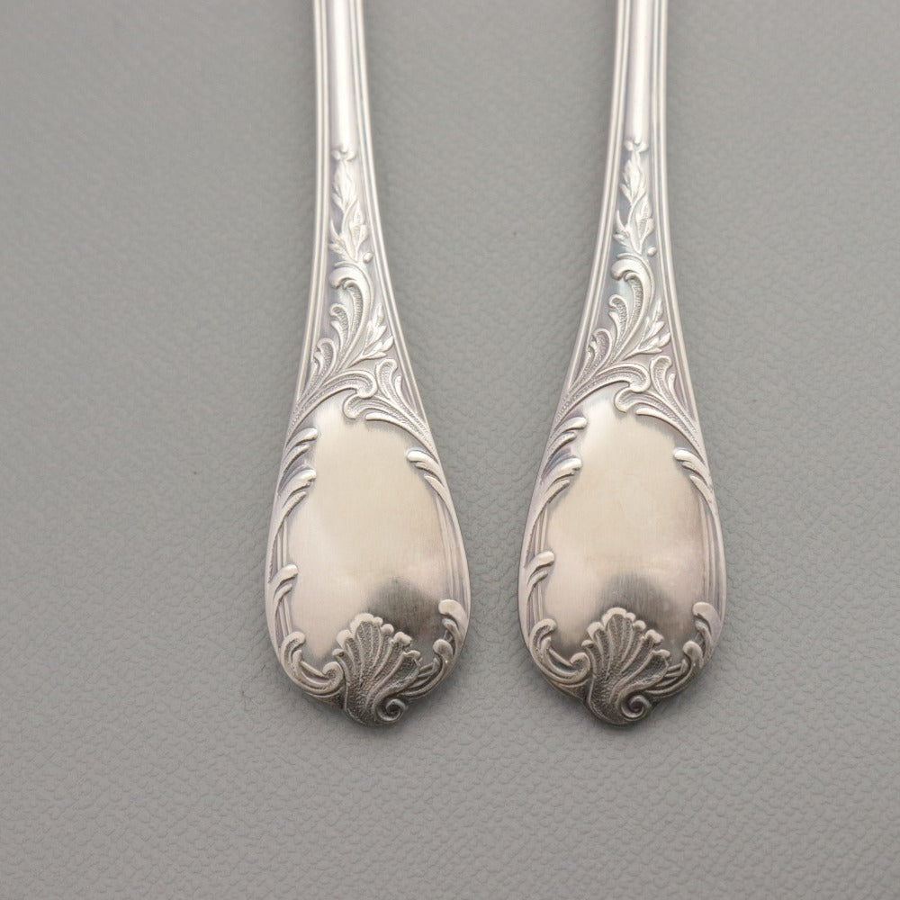 ■ Christofle クリストフル フランス スプーン 2点/本セット まとめ売り 総柄 ロゴ ティー スープ 洋食器 全長 13.5cm シルバー