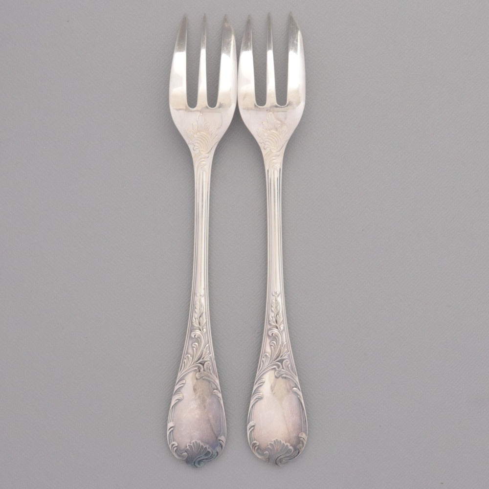 ■ Christofle France Fork Set of 2 (15.9cm Long, Silver)