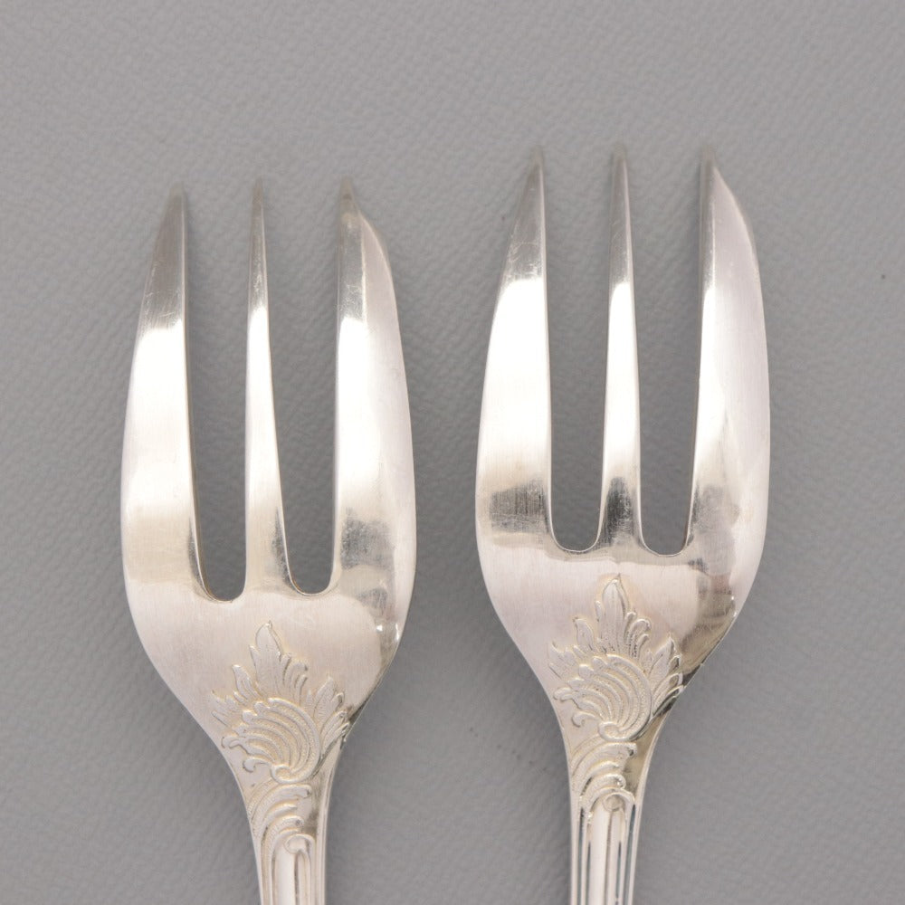■ Christofle France Fork Set of 2 (15.9cm Long, Silver)
