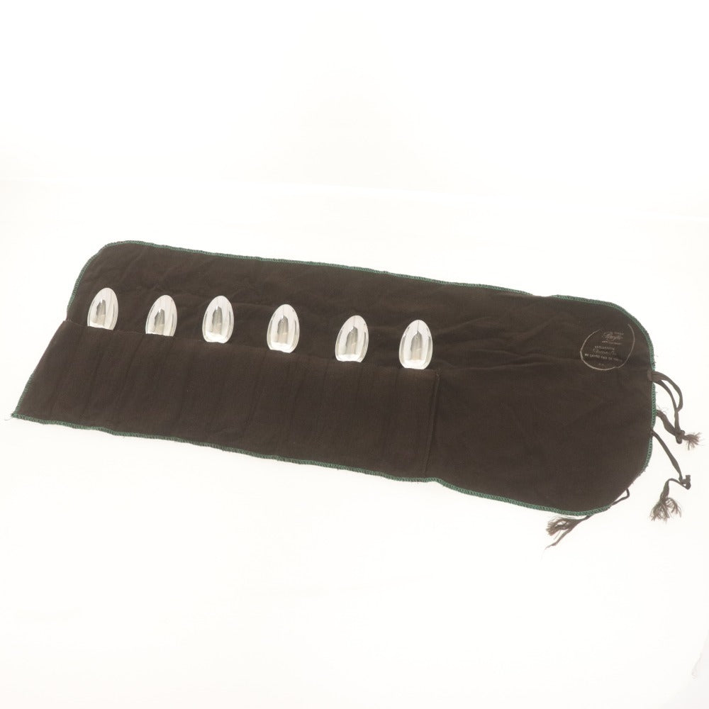 ■ Christofle クリストフル フランス スプーン 6点/本セット まとめ売り ディナー テーブル 洋食器 総柄 全長20cm シルバー カバー付き