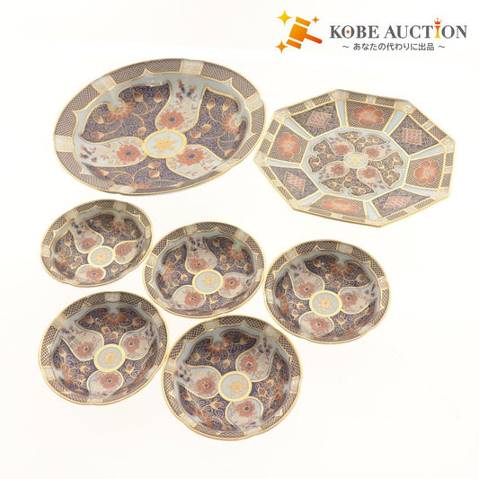 ■ 松右衛門 皿 7点セット まとめ売り 足付き 八角皿 小 中 大皿 深皿 総柄 和食器 飾り 絵 美術 全長10.7cm 19.1cm 23.2cm ホワイト 等