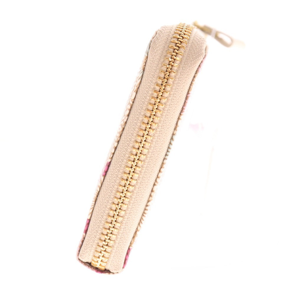 ■ Bunkoya Ozeki Long Wallet L-shaped zipper Kasagiku Momoka Women's White Pink Box included