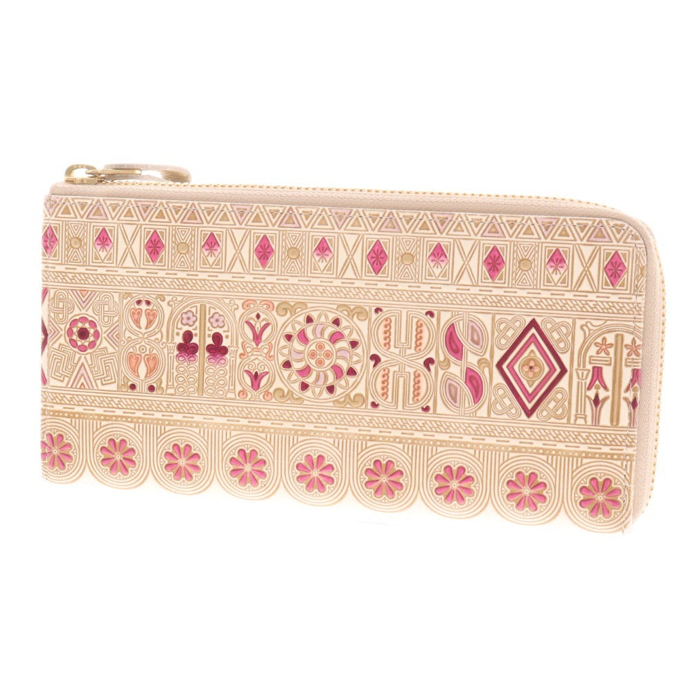 ■ 文庫屋大関 長財布 L字ファスナー アポロン レディース ホワイト ピンク系