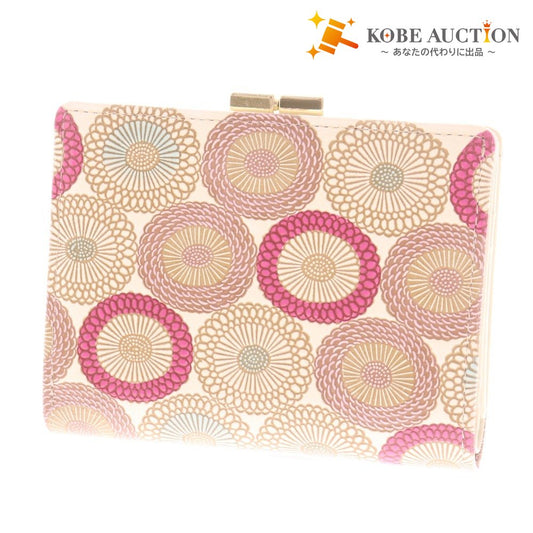 ■ Bunkoya Ozeki Bi-fold Wallet Kasagiku Women's White Pink Box Included