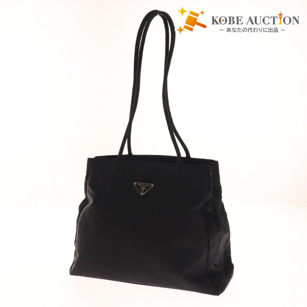 ■ プラダ トートバッグ ハンド ショルダー 鞄 ナイロン 三角ロゴ 三角プレート レディース ブラック