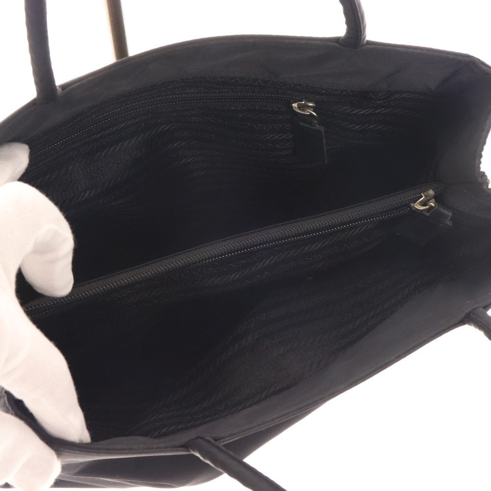 ■ プラダ トートバッグ ハンド ショルダー 鞄 ナイロン 三角ロゴ 三角プレート レディース ブラック