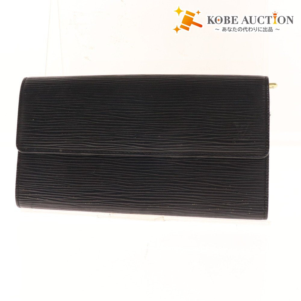 ■ Louis Vuitton Long Wallet Bi-fold Wallet Epi Portefeuille Sarah Men's Noir Black