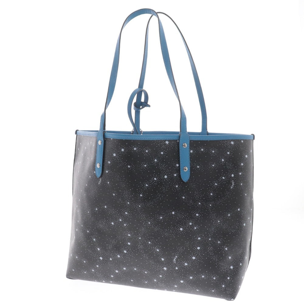 ■ Coach tote bag, reversible, with pouch, star, women's, blue, black