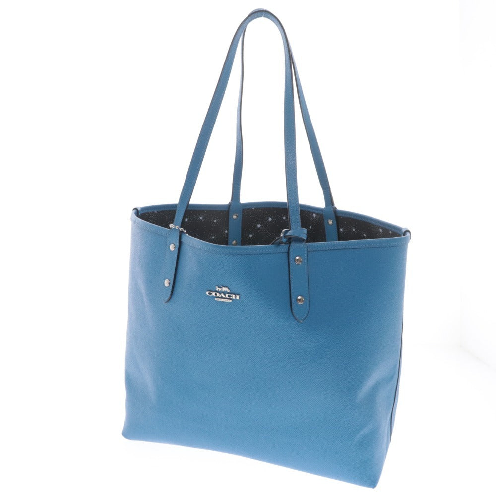 ■ Coach tote bag, reversible, with pouch, star, women's, blue, black