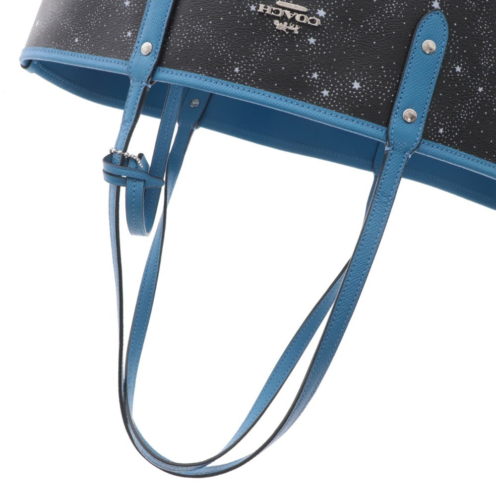 ■ Coach tote bag, reversible, with pouch, star, women's, blue, black