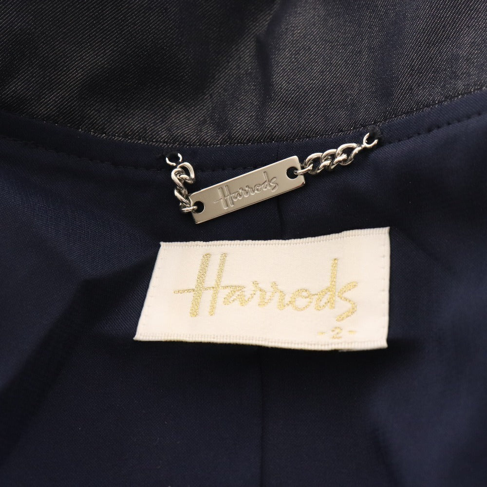 ■ Harrods Setup Suit Skirt Jacket Blazer Stitch Ribbon Women's 1 2 Navy